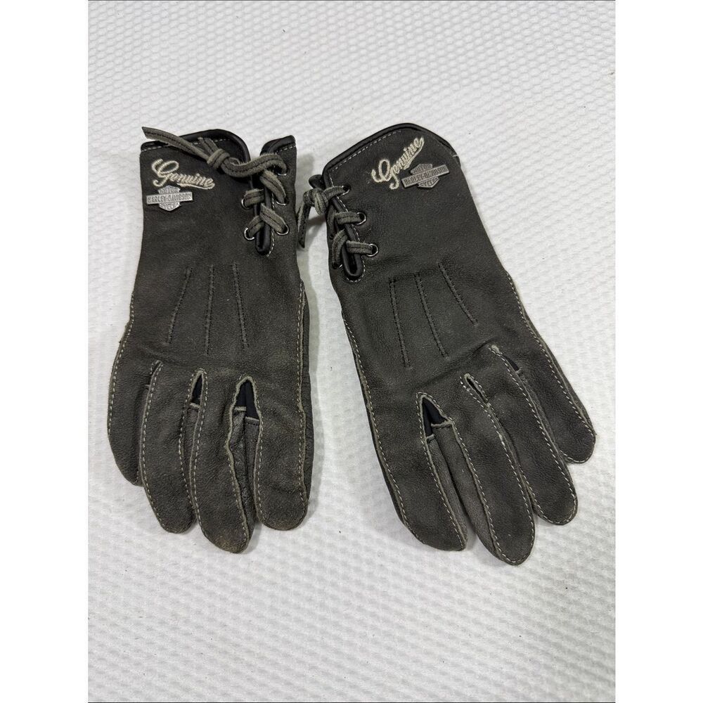 Harley-Davidson Black Lace-Up Leather Riding Gloves size S